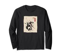 Art Vintage Japonais Sumi-e Samouraï écureuil Guerrier Manche Longue