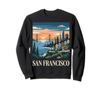 Art Vintage rétro du Golden Gate Skyline de San Francisco Sweatshirt