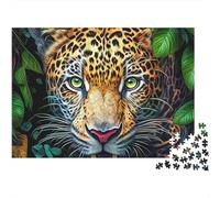Art Visage Jaguar 1000 Pièces Carton Recyclé Illustration Faune numérique Puzzle, 12+, Entraînement Cerveau, Cadeau Personnalisé & Décor Mural 70x50cm/1000pcs