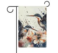Art with Lily Flowers Birds Watercolor Garden Flags 30,5 x 45,7 cm Drapeau extérieur double face Drapeau de cour d'été Drapeau floral Bienvenue Drapeaux de jardin saisonniers Décorations de vacances