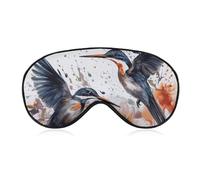 Art with Lily Flowers Birds Watercolor Sleep Mask for Women Men Side Sleeper Eye Cover with Adjustable Strap Soft Breathable Blackout Mask Slip-Free Deep Sleep Essentials Travel Essentials