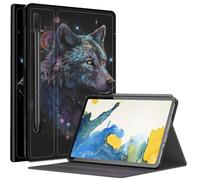 Art Wolf Étui pour Samsung Galaxy Tab S8 Plus/Tab S7 FE 12,4" 2021/Galaxy Tab S7 Plus 2020, plusieurs angles de vue avec porte-stylo S et mise en veille/réveil automatique