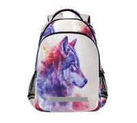 Art Wolf Moon Sac à dos pour enfants, sac d'école, sac à dos pour étudiants, sac à dos décontracté pour garçons et filles, Art Wolf Moon Thème, Taille unique