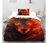Art WolfHousses De Couette 3D Enfants Enfant 2 Pièces Douce Et Facile D’Entretien 2 Taie D’Oreiller Single(135x200cm) Fermeture Éclair pour