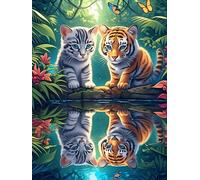 Art Yin-Yang de deux petits tigres 500 Pieces Casse-tête Famille En Carton Épais Sans Déformation Animal sauvage et animal de compagnie Difficulté Moyenne Jeu De Société Cadeau Noël Haute Qualité Prem
