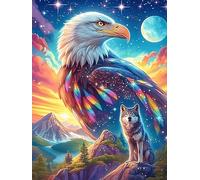 Art Yin-Yang de l'aigle et du chat 1000 Pieces Casse-tête Expert Confirmé En Carton Anti-Déchirure Animal sauvage et animal de compagnie Cute Très Difficile Motif Complexe Décoration Murale Cadeau Ann