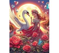Art Yin-Yang du cygne et de la fille sous la lune 300 Pièces Puzzle Créatif En Carton Anti-Déchirure Haute Densité Animal sauvage et animal de compagnie Difficulté Moyenne Activité Manuelle Loisir Cré