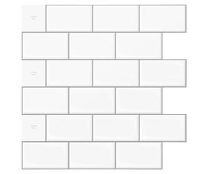 Art3d 10 pièces Credence Adhesive pour Cuisine,Carrelage Adhesif Mural Cuisine Salle de Bain,Autocollant Cuisine, Blanc avec joint Gris,30,5 x 30,5 cm