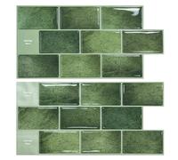 Art3d Autocollants de carrelage adhésifs pour plan de travail de cuisine, lot de 10, 30 x 30 cm, style carrelage de métro en vinyle, pour salle de bain, buanderie, camping-car, hotte aspirante, vert