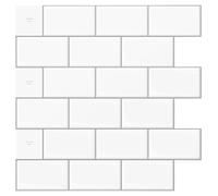 Art3d Lot de 10 Carreaux Adhésifs pour Cuisine,Blanc avec joint Gris