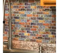 Art3d Lot de 10 pièces Carrelage Autocollant Multicolore 3d Brique, Credence Cuisine Mosaïque en Vinyle,Sticker adhésif pour Salle de Bains,30x30cm