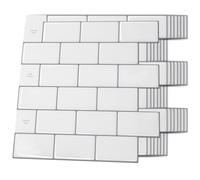 Art3d Lot de 10 Pièces,Crédence Adhésive Cuisine,Carrelage Adhésif Mural,Crédence Adhésive Cuisine Salle de bains,30 x 30cm, Blanc Chaud avec Coulis Gris