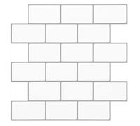 Art3d Lot de 10 plaques,Carrelage métro Blanc,Crédence adhésive Cuisine,Sticker Mural Salle de bain 3d Brique,30x30cm.