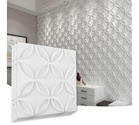 Art3d Lot de 12 Panneau mural 3D en PVC avec cercles entrelacés en revêtement blanc mat 3m² pour décoration intérieure plafond et mur pour résidentiel ou commercial