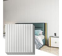 Art3d Lot de 12 Panneau mural à lattes, Panneau texturé cannelé 3D,3D panneaux bois panneaux muraux, 50 x 50cm,Blanc