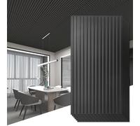 Art3d Lot de 12 panneaux muraux 3D à lattes pour décoration murale intérieure, carreaux de plafond décoratifs en PVC, 61 x 122 cm, Noir