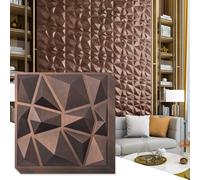 Art3d Lot de 12 Panneaux Muraux 3D en Cuivre Antique avec Motif Diamant | pour Décoration Murale Intérieure,PVC, 3m², 50 x 50 cm