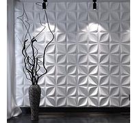 Art3d Lot de 12 Panneaux Muraux Texturés 3D Blanc,Dalle Murale Décorative Salon,Bureau,50 x 50 cm,3m²