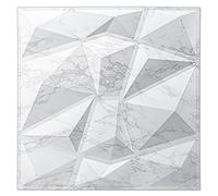 Art3d Lot de 12 Panneaux Muraux Texturés 3D Marbre Blanc,Dalle Murale Décorative Salon,Brique Effet,50 x 50 cm,3m²