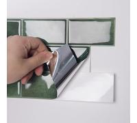 Art3d Lot de 20 feuilles de carreaux autocollants en vinyle pour dosseret de cuisine, salle de bains, buanderie, camping-car, cuisinière, murs de station de métro, vert (30,5 x 15 cm)