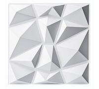 Art3d Lot de 33 panneaux muraux décoratifs 3D en forme de diamant,Blanc mat