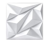 Art3dwallpanels Lot de 12 panneaux muraux 3D en PVC avec losanges pour décoration murale intérieure, blanc, 50 x 50 cm, panneaux muraux texturés 3D