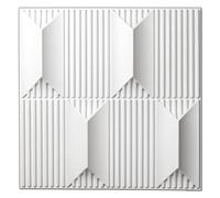 Art3dwallpanels Lot de 12 Panneaux Muraux 3D en PVC Blanc, 50 x 50 cm, Panneaux Muraux 3D Texturés, Installation Collée