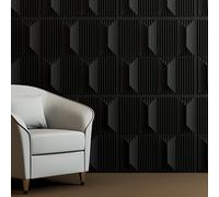 Art3dwallpanels Lot de 12 panneaux muraux 3D en PVC pour décoration murale intérieure Noir