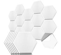 Art3dwallpanels Lot de 20 panneaux acoustiques autocollants, 35,6 x 30,5 x 1 cm, panneaux muraux insonorisants haute densité, panneaux insonorisants à bords biseautés hexagonaux, carreaux de