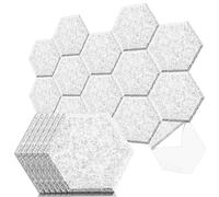 Art3dwallpanels Lot de 20 panneaux acoustiques autocollants, 35,6 x 30,5 x 1 cm, panneaux muraux insonorisants haute densité, panneaux insonorisants à bords biseautés hexagonaux, carreaux de