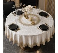 ARTABLE Nappe Ronde brodée en Dentelle macramé Rustique pour décoration de Commode, Ferme, Cuisine, Maison (Marron Clair, 177,8 cm, Ronde)