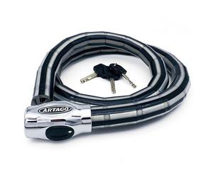 Artago 5312 Chaine Antivol Python Haut de Gamme, Serrure Haute Sécurité DISC-TECH ART+, Fermeture Blindée Rotative, Couvercle Anti-Poussière, Python Antivol Articulée pour Moto, Scooter, Vélo, 120 cm