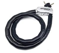 Artago ART6120 Chaine Antivol Python Avec Alarme 120dB, Câble en Acier Articulé Blindé, 120cm, Flexible, Bouton ON, Fonction Warning, Imperméable, Python Antivol pour Moto, Velo Trottinette Electrique