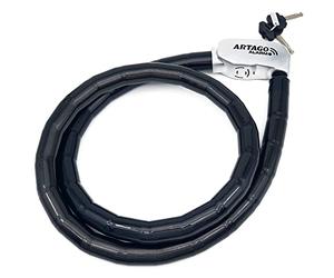 Artago ART6150 Chaine Antivol Python Avec Alarme 120dB, Câble en Acier Articulé Blindé, 150cm, Flexible, Bouton ON, Fonction Warning, Imperméable, Python Antivol pour Moto, Velo Trottinette Electrique