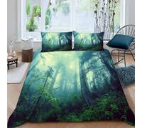 ARTAMA Literie Set Zip 240x260 Forêt Housse de Couette pour Femme Adulte Teen Brouillard 3 pièces Soft Microfibre Comfort Housse de Couette avec 2 Taies d'oreiller