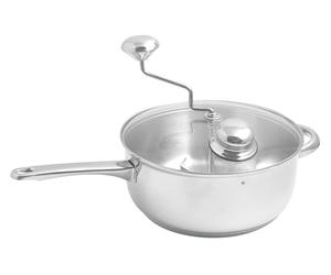 Artame ART20950, Machine à Pop-Corn, Poêle à Pop Corn avec Couvercle Transparent Verre et Manivelle, Poignée résistante à la chaleur, Tous Feux dont Induction, Ø 24 cm, Inox