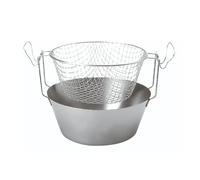 Artame ART23224 - Friteuse inox traditionnelle dite friteuse du Nord fond thermique et panier acier étamé - Ø 24cm, 2.8l