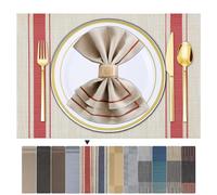 ARTAND 4 Sets de Table Lavable PVC Vinyle Dessous Assiette de Dîner Durables Napperon Rectangulaire Intérieure/Extérieure -4 Pièces, 01 Rouge