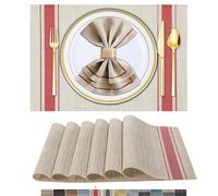 ARTAND 6 Sets de Table Lavable PVC Vinyle Dessous Assiette de Dîner Durables Napperon Rectangulaire Intérieure/Extérieure -6 Pièces, 01 Rouge