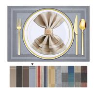 ARTAND 8 Sets de Table Lavable PVC Vinyle Dessous Assiette de Dîner Durables Napperon Rectangulaire Intérieure/Extérieure -8 Pièces, 01 Gris Argenté