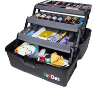 ArtBin 3 Art Supply Box Organiseur Portable pour Loisirs créatifs avec Plateaux relevables [1] étui de Rangement en Plastique Gris/Noir, Multicolore, Three Tray