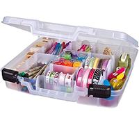 ArtBin Quick View Étui de transport avec séparateurs amovibles, boîte de rangement portable pour art et artisanat, 38,1 cm, transparent, blanc, 38,1 cm de profondeur