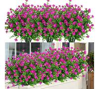 ArtBloom Lot de 6 Fleurs artificielles d'extérieur résistantes aux UV, Plantes de buis artificielles en Plastique pour intérieur et extérieur, Plantes à Suspendre, Jardin, Porche, fenêtre, Maison,