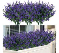 ArtBloom Lot de 8 Fleurs de Lavande artificielles d'extérieur résistantes aux UV - Plantes en Plastique synthétique pour intérieur et extérieur - Plantes à Suspendre, Jardin, Porche, fenêtre, Maison,