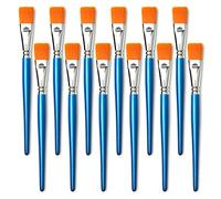 Artbud Lot de 12 pinceaux plats en acrylique de 25 mm - Pour peinture acrylique, peinture à l'huile, gouache et gouache