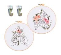 artcici Lot de 2 kits de broderie au point de croix avec motifs de fleurs squelettes pour adultes débutants et adultes (anatomie)
