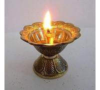 Artcollectibles Inde Laiton Diya Deepak Akhand Jyot Kouber Temple hindou Havan Pūjā religieux lampe à huile