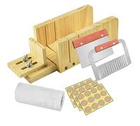 Artcome Ensemble de coupe-savon réglable en bois avec moule à savon en acier inoxydable ondulé et coupe droite
