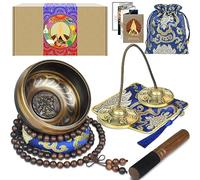 Artcome Ensemble de Méditation Tibétain 7 Pièces - Bol Chantant et Clochettes Tingsha Faites à la Main au Népal pour Méditation, Yoga, Tranquillité, Relaxation