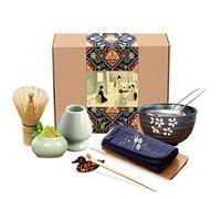 Artcome Ensemble de thé japonais Matcha Fouet et Cuillère traditionnelle, Boîte à matcha, Kit fait à la main pour cérémonie de thé japonaise (9 pièces)